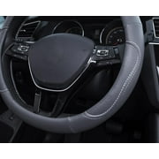 Auto Drive 1-piece Stitch Leather Steering Wheel Cover Gray - Universal Fit for Car SUV Truck