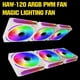 thumbnail image 2 of (White)RGB Fans 120mm PWM Fans 3 Pack PC argb Fans, HA-120 pc pwm RGB Fans with 12v 4pin pwm and 5v 3pin argb Plug, Infinity Mirror ARGB Addressable L, 2 of 4