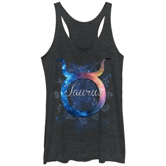 Women's Lost Gods Taurus  Racerback Tank Top Black Heather X Large