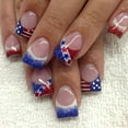 thumbnail image 3 of KUFptva Independence Day Themed False Nails Set 24pcs Short French Styles with Sparkling Stripes and Star Patterns for Women, 3 of 7