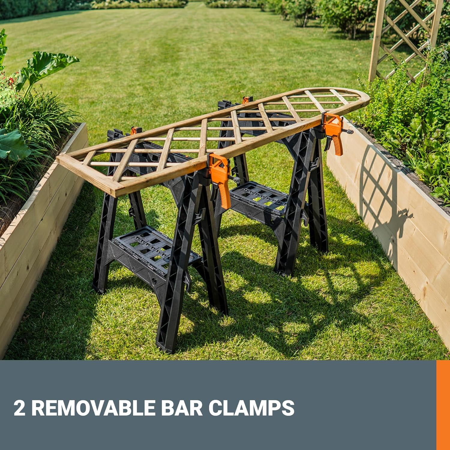 Worx WX065 Clamping Sawhorses + Bar Clamps - Walmart.com