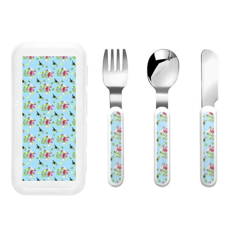 

Salouo Flamingos And Tropical Plants Pattern 3 Pieces Toddler Utensils Kids Silverware Set Stainless Steel Utensils for Kids Children Safe Spoons Forks & Knife Dishwasher Safe