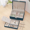 thumbnail image 3 of mtvxesu Jewelry Box Jewelry Organizer Box Leather Large Jewelry Boxes Earrings Organizer Storage Case Double Layer Display With Removable Tray Elegant Jewelry Box Sale, 3 of 5