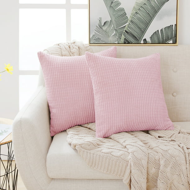 Deconovo Throw Pillow Cover 18x18 Inch, Light Pink Pillow Covers