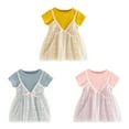 thumbnail image 5 of GYRATEDREAM Girls Lace Princess Dress Short Sleeve Mesh Cotton Petals Floral Dress Tutu Skirt Kids Birthday Formal Dress for 18-24M, 5 of 7