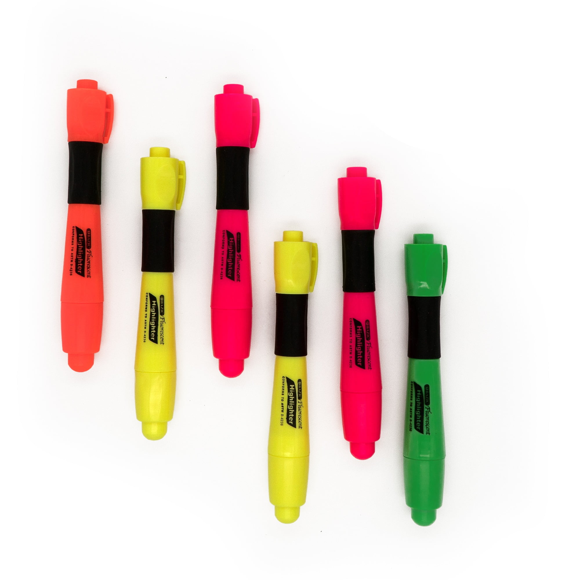EMRAW Assorted Fluorescent Colors Desk Style Smooth Glide Solid Gel Highlighter with Cushion Grip Student Study Kit - For School, Office & Home (Pack of 6)