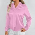 thumbnail image 2 of RYRJJ Elegant Business Blouses for Women Satin Silk Tops Long Sleeve Bow Tie V-Neck Office Work Dressy Shirts(Pink,XS), 2 of 6