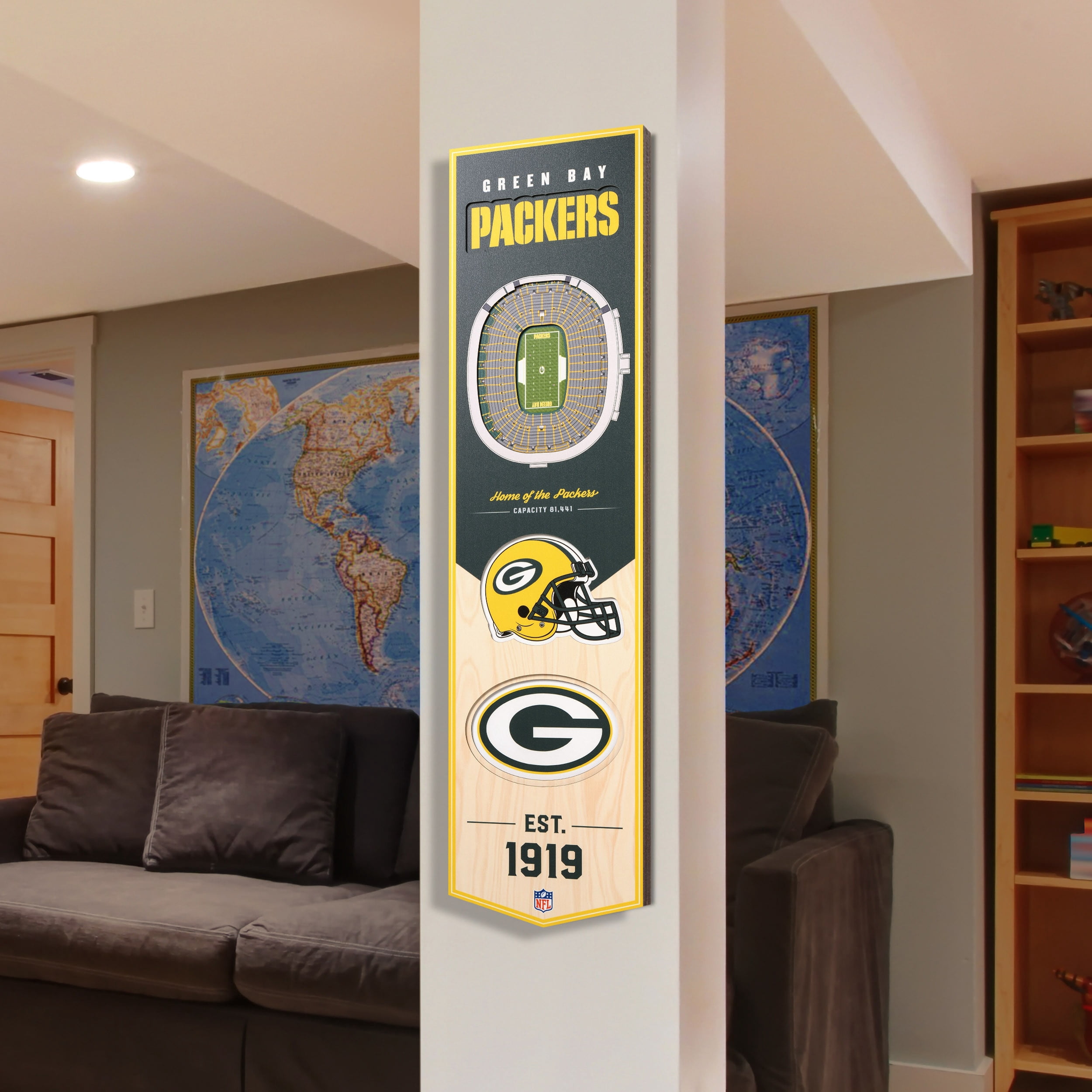 YouTheFan NFL Green Bay Packers 8x32 Stadium View Banner