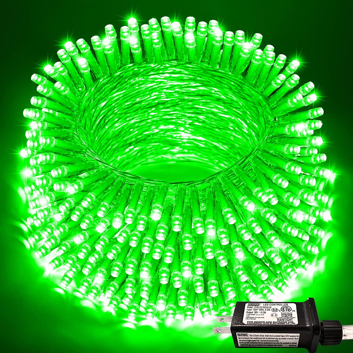 JMEXSUSS 66ft 200 LED Green String Lights Outdoor, Green Christmas