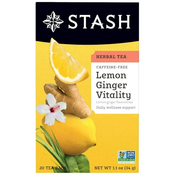 Stash Caffeine Free Lemon Ginger Herbal Tea, 20 ct (Package May Vary)