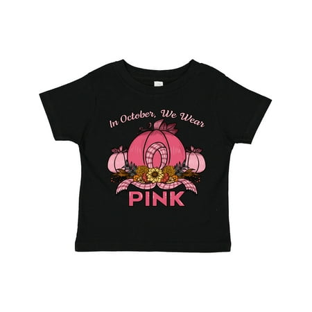 

Inktastic In October We Wear Pink with Ribbon and Pink Pumpkins Boys or Girls Toddler T-Shirt
