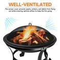 thumbnail image 3 of 22" Outdoor Wood Burning Portable Fire Pit with Spark Screen Cover, Log Grate, Waterproof Cover and Fire Poker for Outdoor Backyard, Garden, Bonfire, 3 of 7
