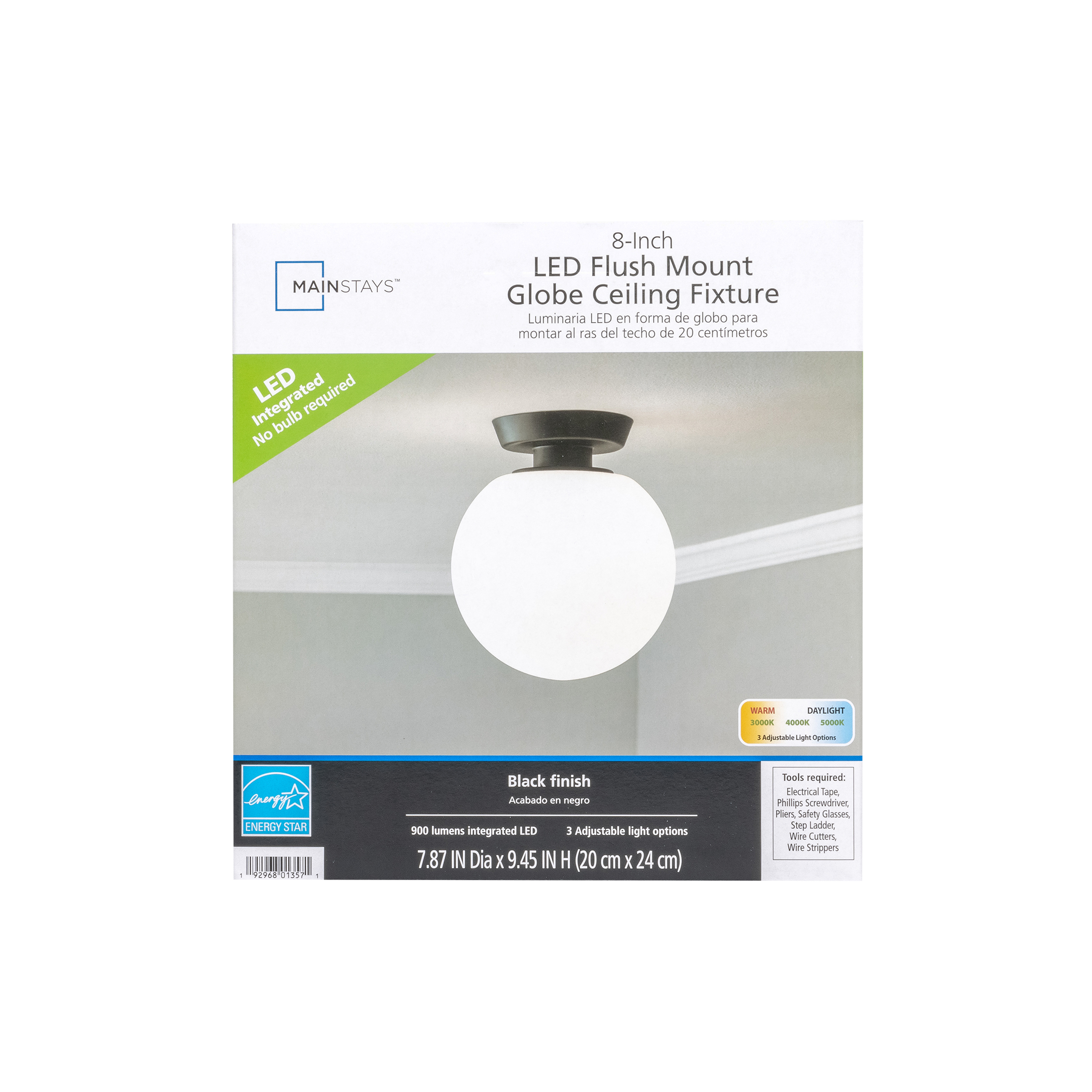 Mainstays 8 in Integrated LED Flush Mount Ceiling Light, Black photo 3