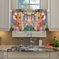 thumbnail image 2 of Yayeee Kitchen Curtains Tier Pair Light Filtering 27"x36" Rod Pocket Short Cafe Window Panel, Purple Cityscape Painting, 2 of 7