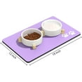 thumbnail image 2 of Dog Food Mat, 12"x19" Flower Dog Mat for Food and Water, Absorbent Cat Bowl Mat Protect Floors, Cute Cat Food Mat for Feeding & Watering Supplies, Pet Feeding Mat, Purple Footprint Pet Placemat, 2 of 6