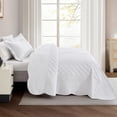 thumbnail image 2 of Blythease Oversized Velvet Quilt King 128x120 Extra Wide – Reversible Velvet Bedspread & Coverlet Set, 5 Piece Lightweight All Season Comforter Bedding, Geometric Diamond Quilted Design, Pure White, 2 of 7