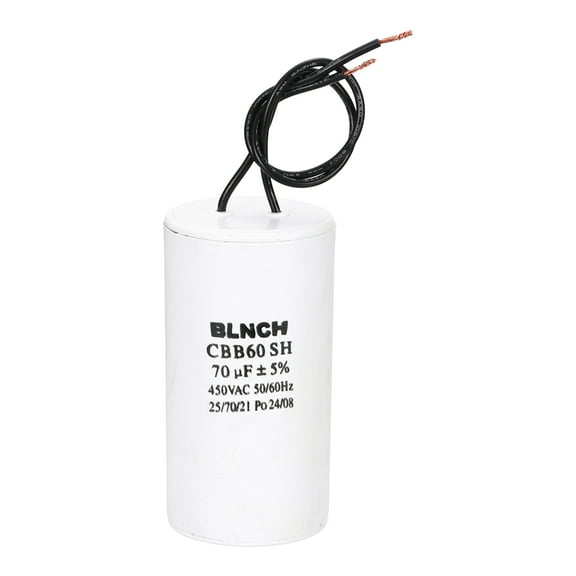 Uxcell CBB60 Running Capacitor, 70uF 450V 2 Wire Electric Air Compressor Motor Run Starting Capacitor for Washing Machine, Refrigerator, Air Conditioner, White