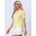 thumbnail image 3 of DARING DIVA Women's Peter Pan Collar Ruffled Trim Gingham Shirts Blouse XL Yellow, 3 of 6