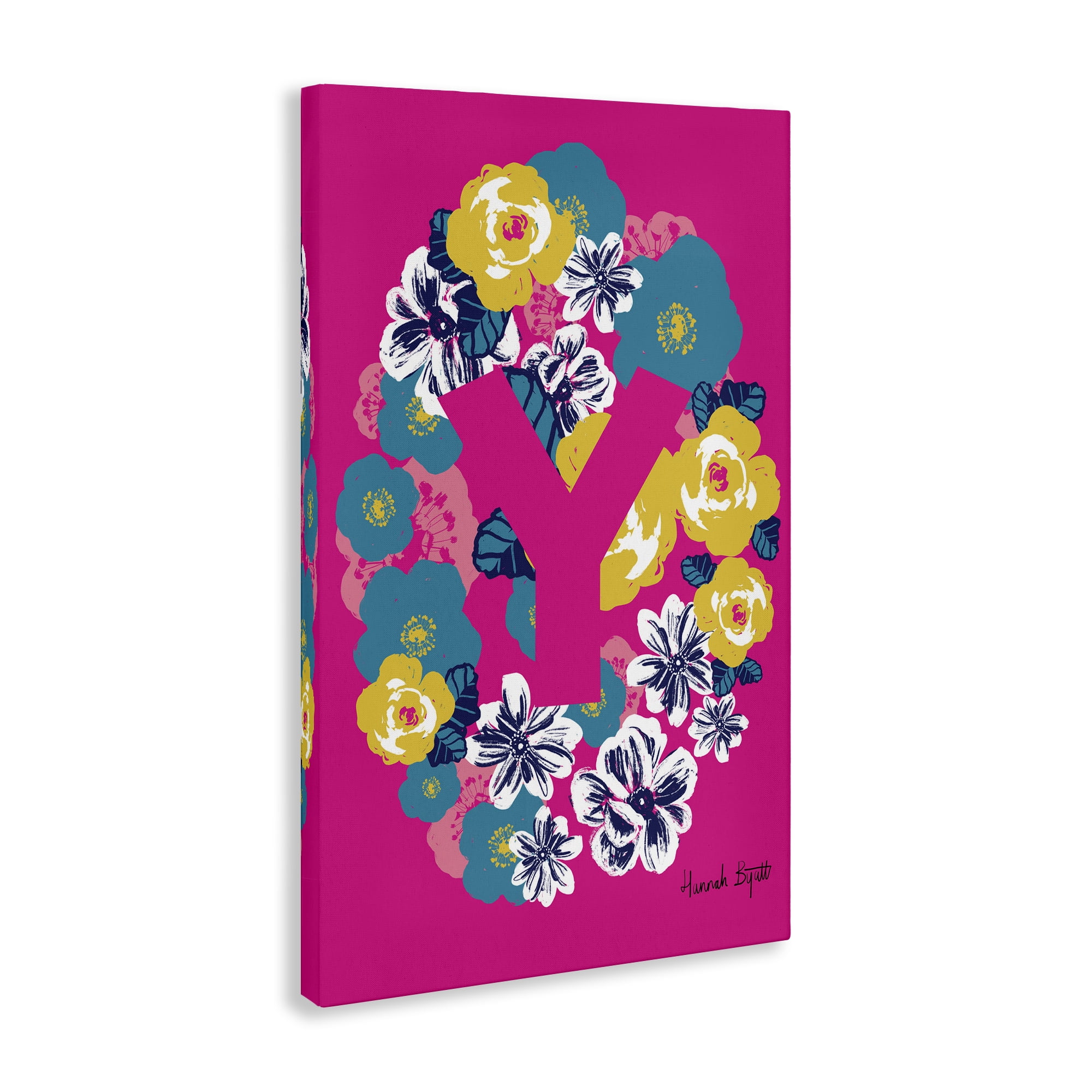 Stupell Industries Floral Bloom Letter Y Botanical & Floral Painting Gallery Wrapped Canvas Art Print Wall Art, 30 x 45