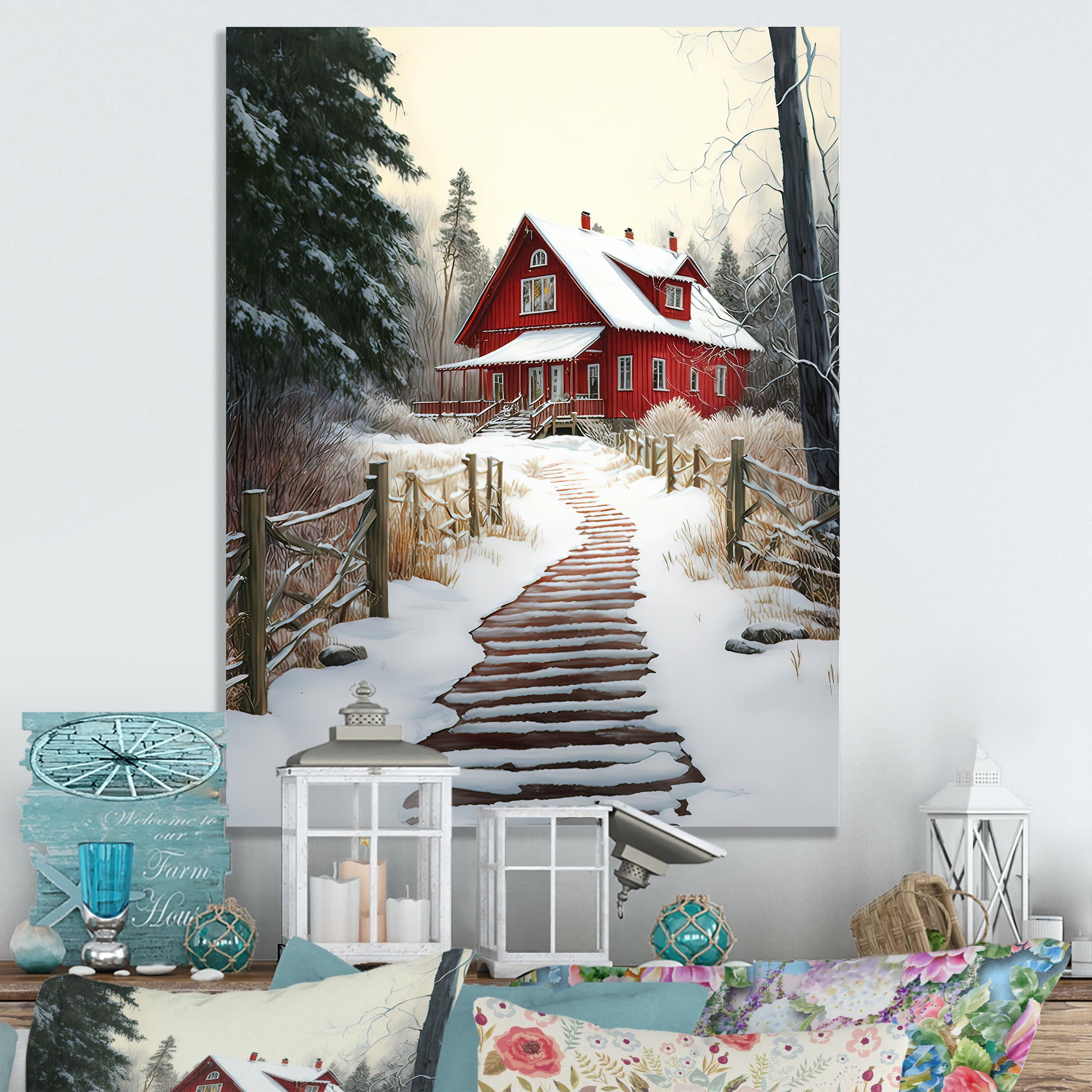 Designart Cold Winter View On The Country III Canvas Wall Art