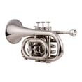 thumbnail image 2 of Pocket Trumpet Bb Flat Brass Material Wind Instrument with Mouthpiece Gloves Cleaning Cloth Carrying Case, 2 of 7