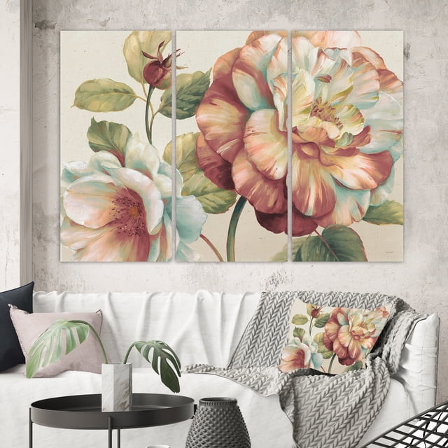 Designart - Fleurs Romantiques Roses Foncées - Art Mural sur Toile Premium Floral