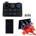 thumbnail image 4 of Enchufe de cargador USB dual 4,2 A + toma de corriente de 12 V + voltímetro LED + interruptor de palanca de encendido y apagado de 8 bandas Panel multifunción para coche, barco, RV, ATV, camión,, 4 of 5