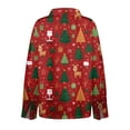 thumbnail image 3 of WTOBBY Women's Christmas Print Casual Half Open Collar Long Sleeve Shirt, Holiday Themed Blouse for Seasonal Outfits and Christmas Parties,Watermelon Red L, 3 of 5