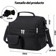 thumbnail image 3 of Lonchera Térmica con Doble Compartimento para Hombres, Mujeres, Bolsa de Almuerzo Reutilizable de Doble Compartimento con Viajes, Picnic, Trabajo, Impermeable y Térmica (BLACK), 3 of 4