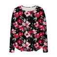 thumbnail image 5 of Xdegoge Plus Size Tops for Women Long Sleeve Crew Neck Shirts Trendy Floral Pleated Oversized T-Shirts Tunic Loose Cotton Tees Dressy Casual Blouses Camisas Para Mujer Manga Larga, 5 of 6