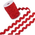 thumbnail image 1 of Cinta de zigzag roja de 12.5 yardas para coser, cinta de zigzag de 1/2 pulgada, cinta de poliéster, flecos ondulados en zigzag, adorno de encaje, tela tejida en forma de S con carrete, 1 of 9