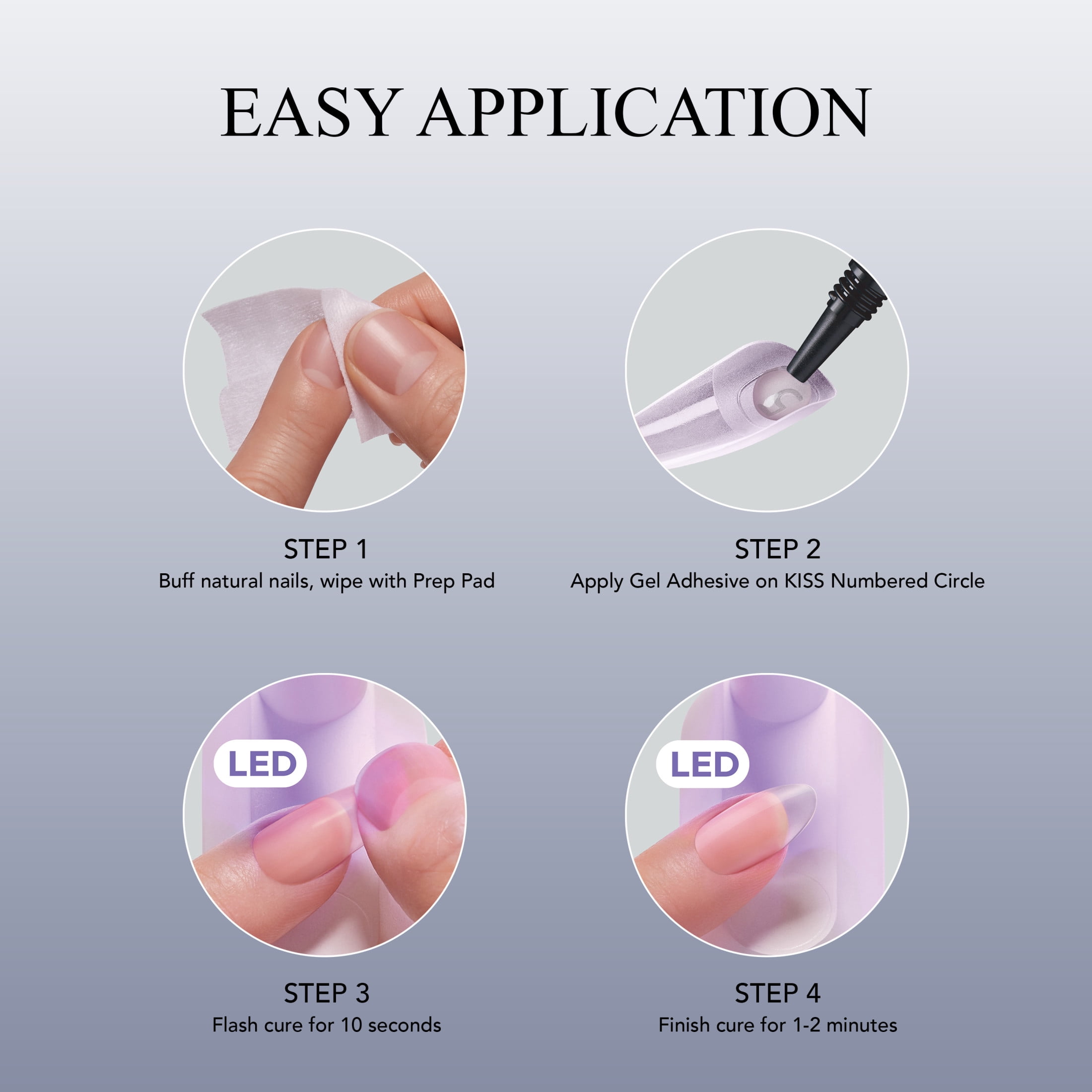 KISS Salon X-tend LED Soft Gel System Starter Kit, 'Pure', French, Medium Oval, 36 Ct.