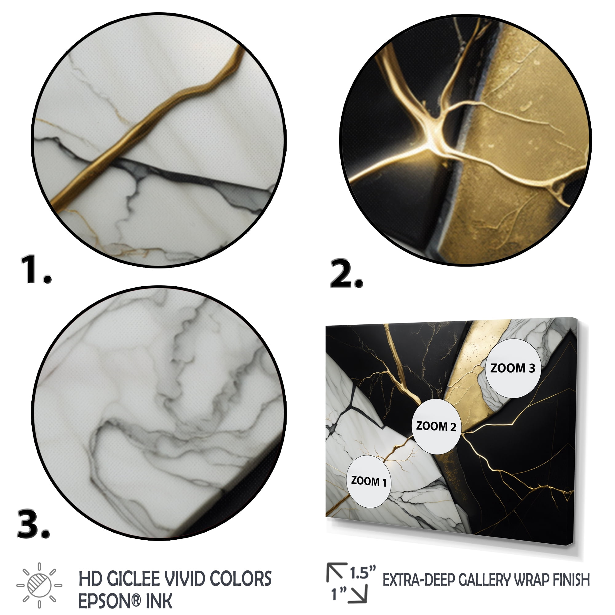 Designart Abstract Geode Black IV Canvas Wall Art