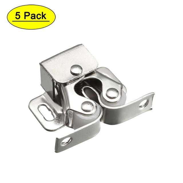 Uxcell Pestillo de doble rodillo para puerta de muebles con espiga tono plateado 5 paquetes