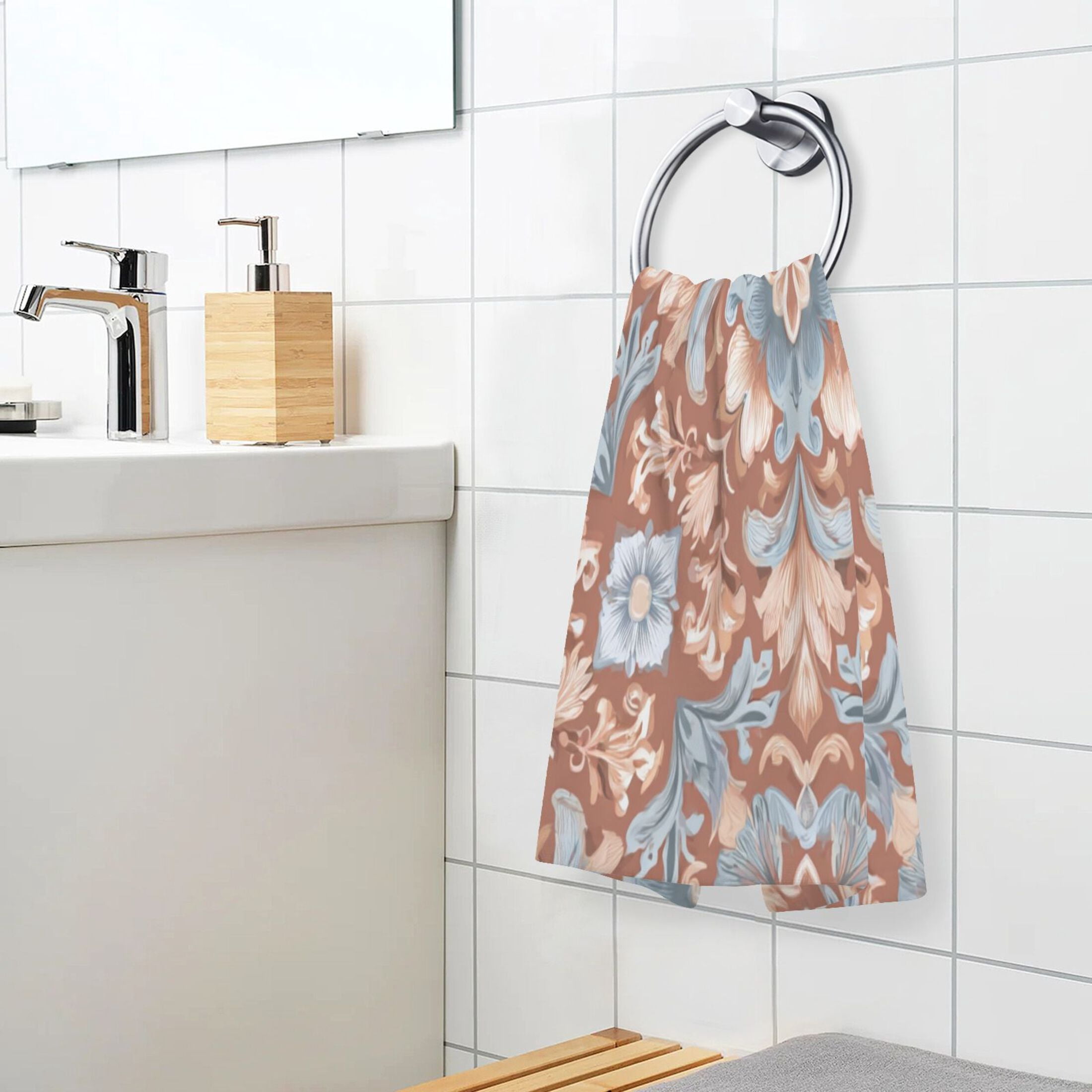 2 Pieces of Cotton Towel Face Towel Set Hand Towel Bath Towel Cotton Bath Towel Sets Terracotta Tile Ornate Details