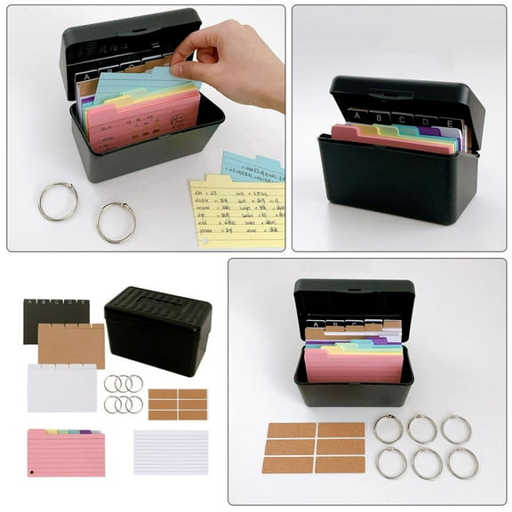 OUNONA Colorful Index Cards Set with Storage Box for Office Use .5 x 2.5 Inches
