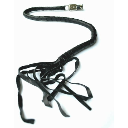 Genuine Leather Motorcycle Whip Get Back whip with Tassels 41" BLACK
