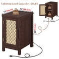 thumbnail image 2 of Rattan Nightstand Set of 2 with Charging Station, Farmhouse Bedside Tables Night Stands with Cabinet, Walnut Side Tables for Bedroom, Living Room, 2 of 10
