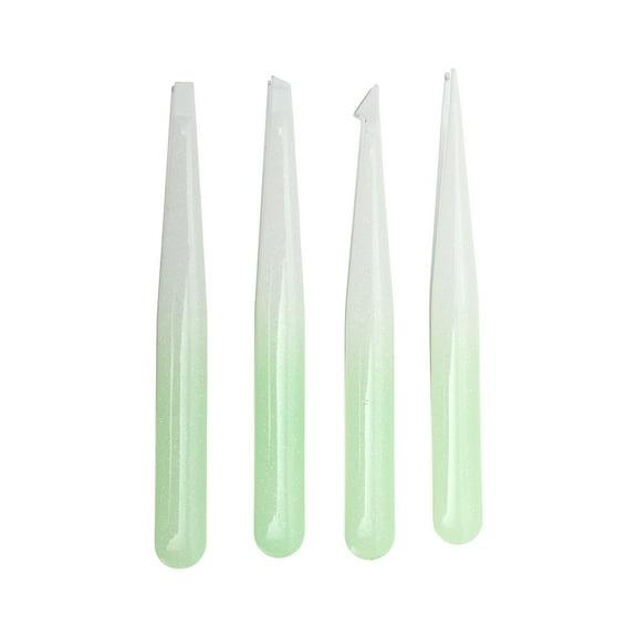 Unique Bargains 1 Set Durable Convenient Eyebrow Tweezer Kit for Bathroom Travel Gradient Green