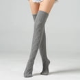 thumbnail image 2 of Wuxian Funny Socks Winter Leg Warmers Knitted Over The Knee Stockings Thermal Pantyhose Tights Leggings Breathable Lightweight Footwear,Grey,One Size, 2 of 5
