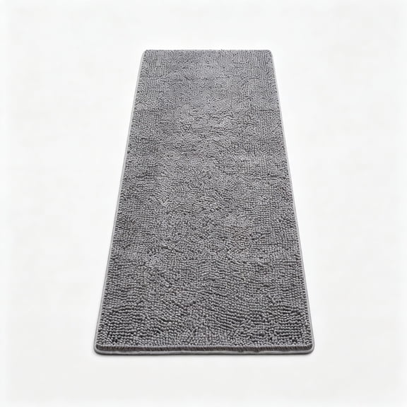 Luxury Bathroom Rug Shaggy Bath Mat 24 x 60 Inch, Washable Non Slip Bath Rugs for Bathroom Shower, Soft Plush Chenille Absorbent Carpets Mats, Gray