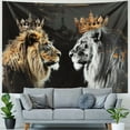 thumbnail image 4 of BCIIG  Black and White Lion Tapestry Art African King and Queen with Crown Tapestries Wall Hanging Wild Animal Home Decor Extra Large Tapestry for Bedroom Living Room Dorm Room, 4 of 6