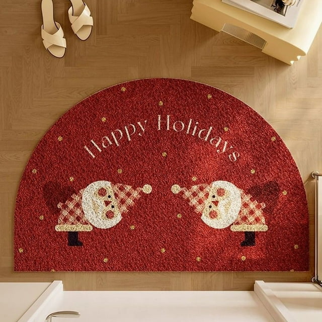 LSLJS This Elegant Red Christmas Cartoons Loop Doormat Is Suitable for Entryways It's A Non-slide Lasting Mat Suitable for Home Use and Christmas Decorations Holiday Products