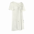 thumbnail image 6 of FASHOFT Beach Cover Ups for Women V Neck Long Swimsuit Cover Up Shirt Dress Bathing Suit with Pockets White M, 6 of 7