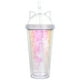 thumbnail image 1 of BRIGHTFUFU 1 taza de 420 ml con lentejuelas de doble capa, forma de oreja de gato, taza de agua de doble pared, taza de paja de plástico (rosa), 1 of 7
