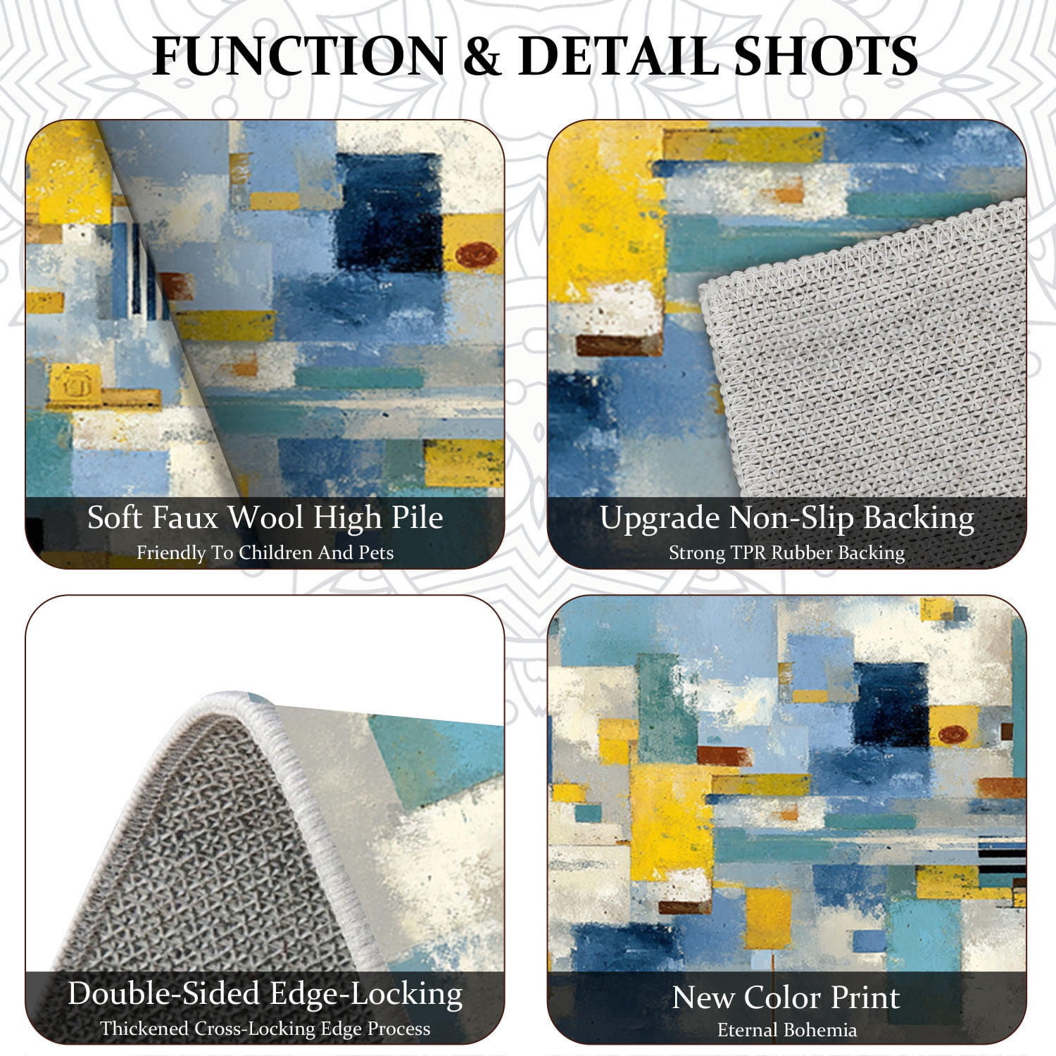 Three-Piece Kitchen Rug Set, Abstract Pattern Kitchen Hallway Rug, Soft And Comfortable, Suitable for Sinks, Floors, Entrances, Hallways, Bathrooms