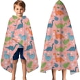 thumbnail image 3 of Pink Dinosaur Floral Pattern Hooded Bath Towel，60"x35" for Ages 3 To 12 Kids, Quick Dry Lightweight Soft Microfiber Hood Beach Towel Cover Up for Kids, 3 of 7