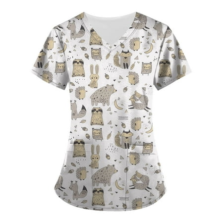 

Gaecuw Scrub Tops for Women Plus Size Tops With Pockets Blouses Short Sleeve T Shirts Regular Fit Pullover Tees T-Shirts Abstract Print Tops V Neck Blouses T Shirts Pullover Tops Summer Tees Tops
