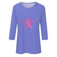 thumbnail image 4 of Jsaierl Hauts Graphiques Ruban Rose pour Femmes T-Shirts Cancer du Sein Manches 3/4 Col Rond Pull Lutte contre le Cancer Blouses d'Octobre, 4 of 5