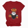 thumbnail image 4 of TOWED22 Halloween Shirts for Women Cute Ghost Shirt Fall Pumpkin Tshirt Crew Neck Graphic Tees Casual Short Sleeve Tops(Red,S), 4 of 5